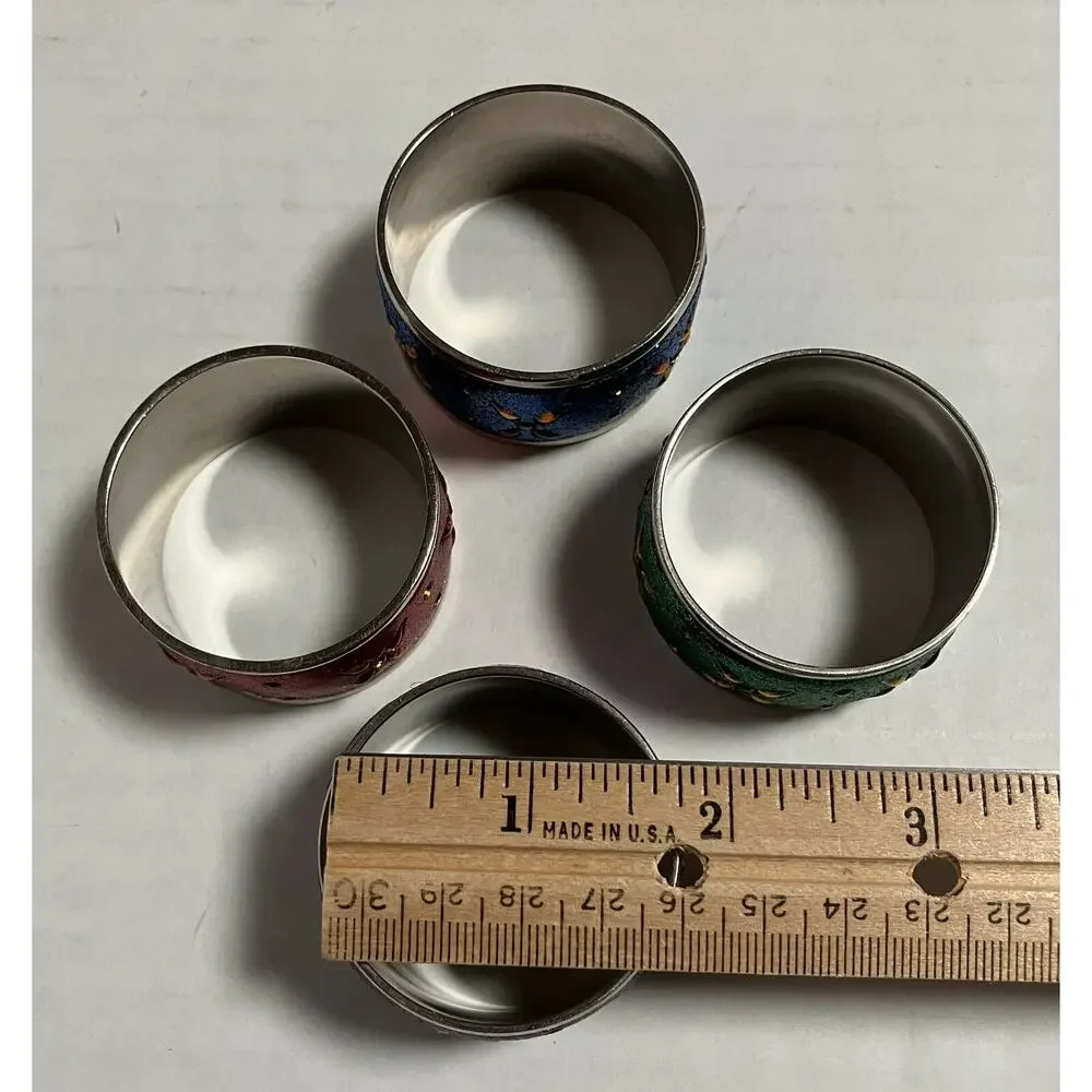 Pier 1 Imports Nickel-Plated Glittered Napkin Rings Multicolored Set of 4